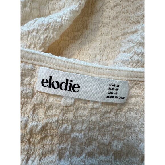 Elodie stretchy Crop Top Size Medium Textured Long Sleeve NWT Stretchy Ivory - Picture 3 of 7